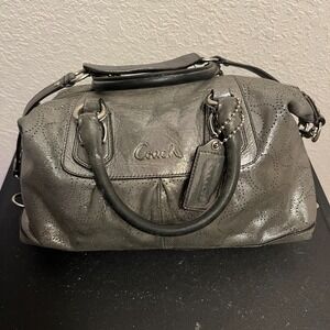 Coach Ashley Metallic Silver Leather Satchel w/Wallet